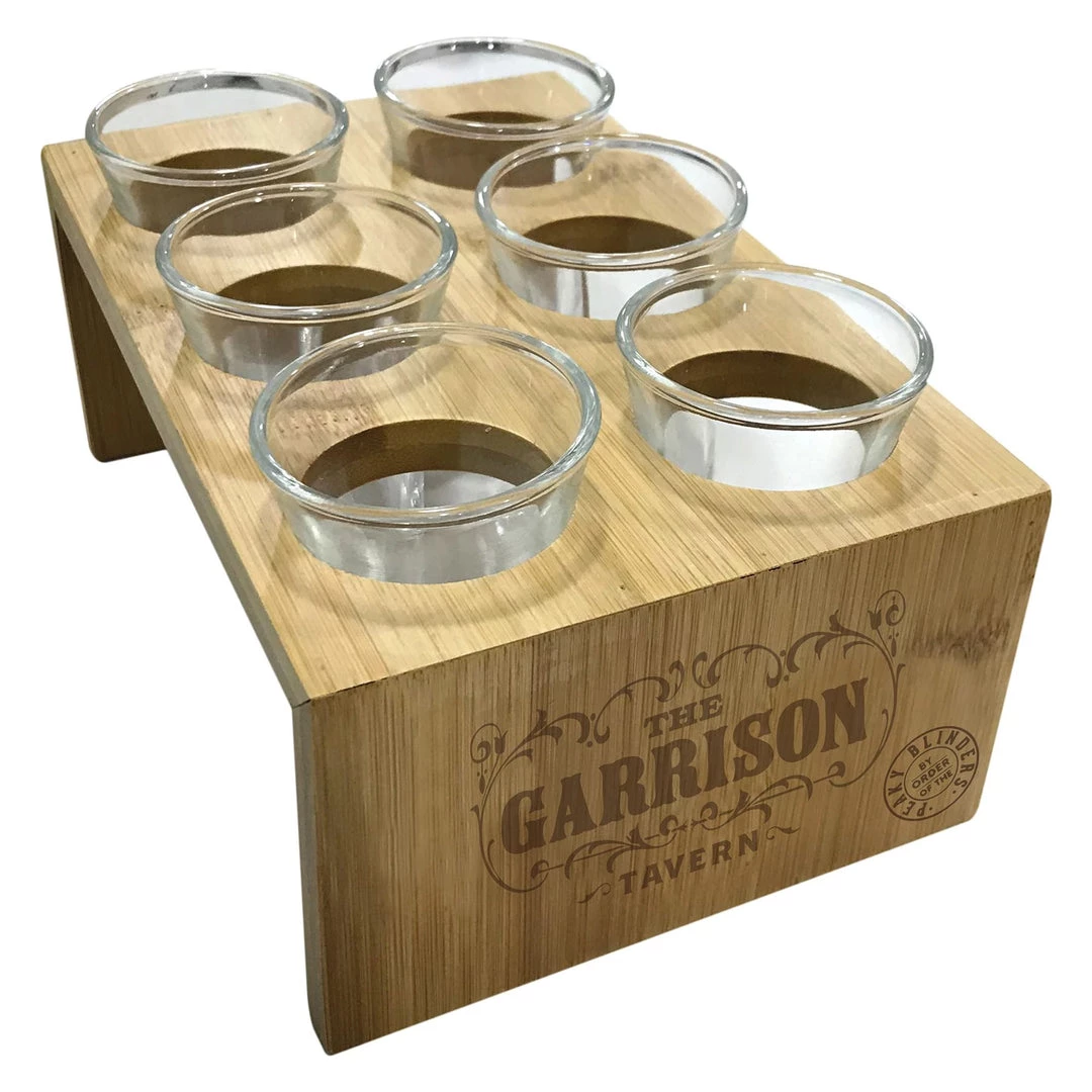 Shot Glass Set (Wooden Holder) - Peaky Blinders (Garrison) HALF MOON BAY 3 Shot Glass Set (Wooden Holder) - Peaky Blinders (Garrison) HALF MOON BAY