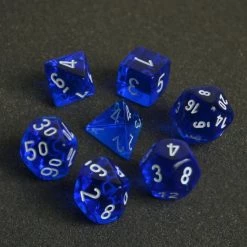 Chessex Translucent Poly 7-Die Set - Blue/White Tabletop