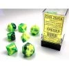 Chessex Tabletop Gemini Poly 7 Set Green-Yello 1 Chessex Tabletop Gemini Poly 7 Set Green-Yello