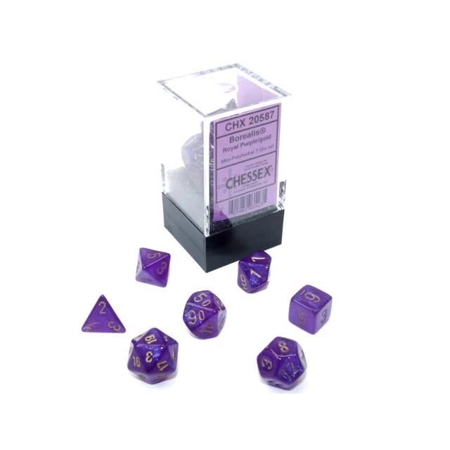 Chessex Mini-Poly 7 Borealis Purp/Gold Tabletop 4 Chessex Mini-Poly 7 Borealis Purp/Gold Tabletop