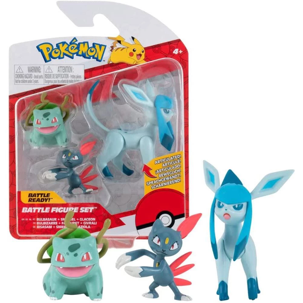 Pokemon Toys & Figures Bulbasaur Sneasel & Glaceon Battle Figurines 3 Pokemon Toys & Figures Bulbasaur Sneasel & Glaceon Battle Figurines