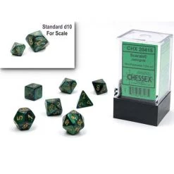 Chessex Mini-Poly 7 Scarab Jade/Gold 7 Chessex Mini-Poly 7 Scarab Jade/Gold