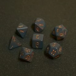 Chessex: Opaque Poly 7 Set - Dark Grey/Copper Dice