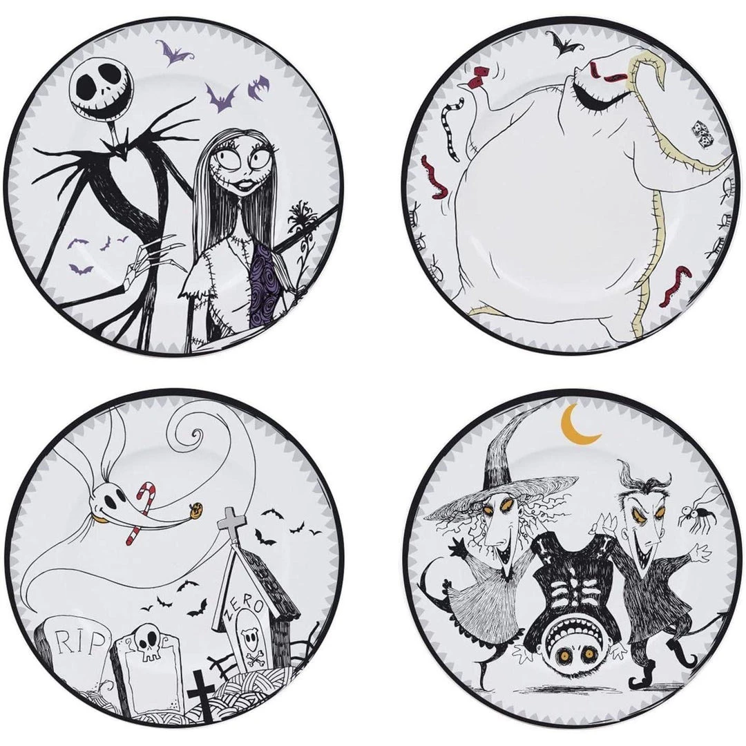 Disney Film & TV The Nightmare Before Christmas Set Of 4 Plates 4 Disney Film & TV The Nightmare Before Christmas Set Of 4 Plates