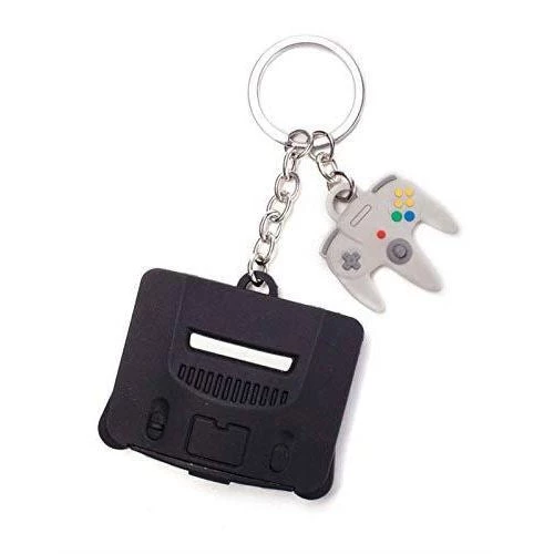 Nintendo N64 & Controller Rubber Keychain Gaming 4 Nintendo N64 & Controller Rubber Keychain Gaming