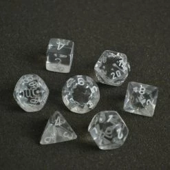 Chessex Translucent Poly 7-Die Set - Clear/White Tabletop