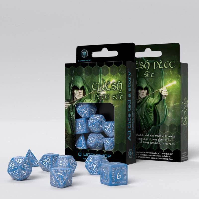 Q-Workshop Tabletop Elvish Glacier/White Dice Set 5 Q-Workshop Tabletop Elvish Glacier/White Dice Set