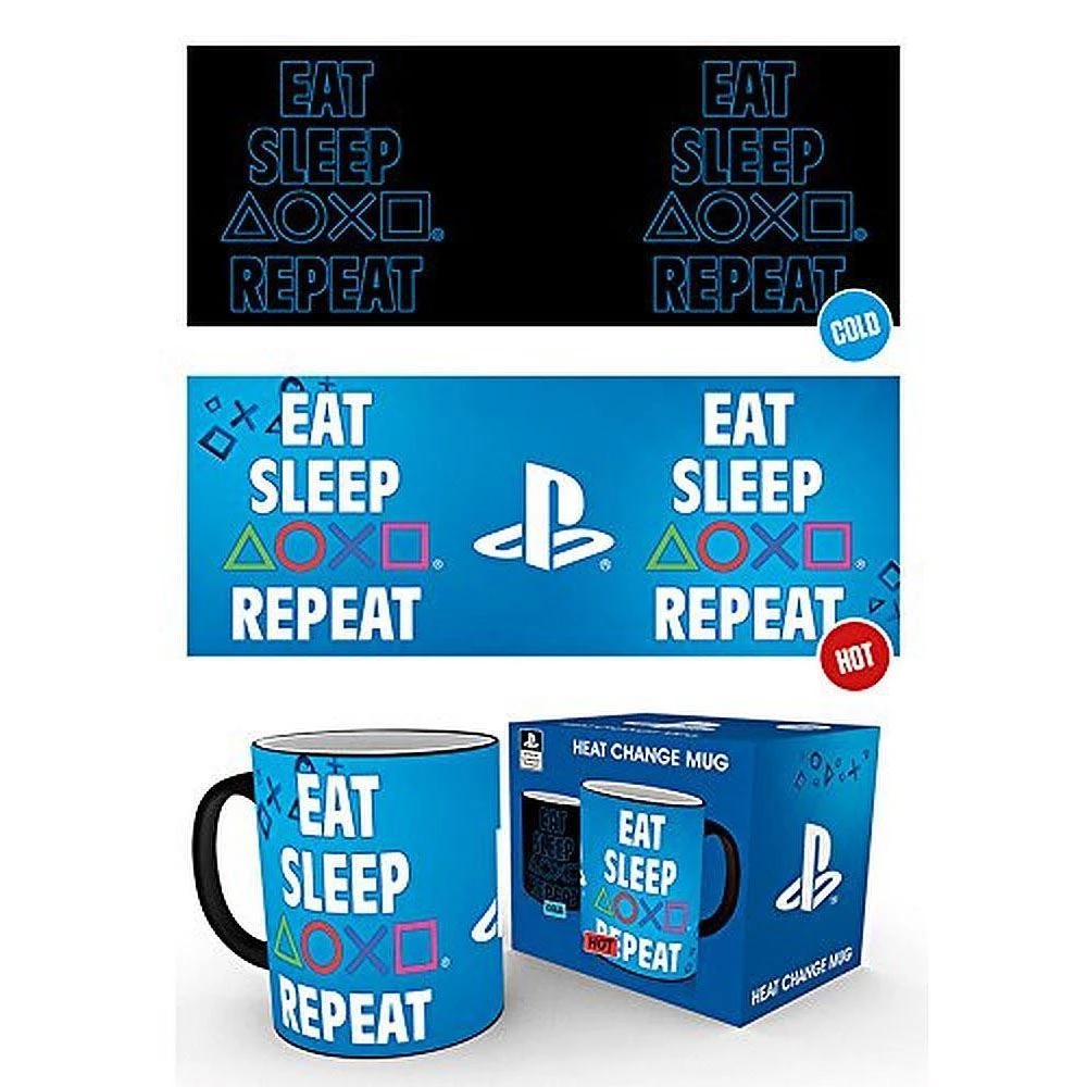 Playstation Gaming PS Eat Sleep Repeat Heat Mug 4 Playstation Gaming PS Eat Sleep Repeat Heat Mug