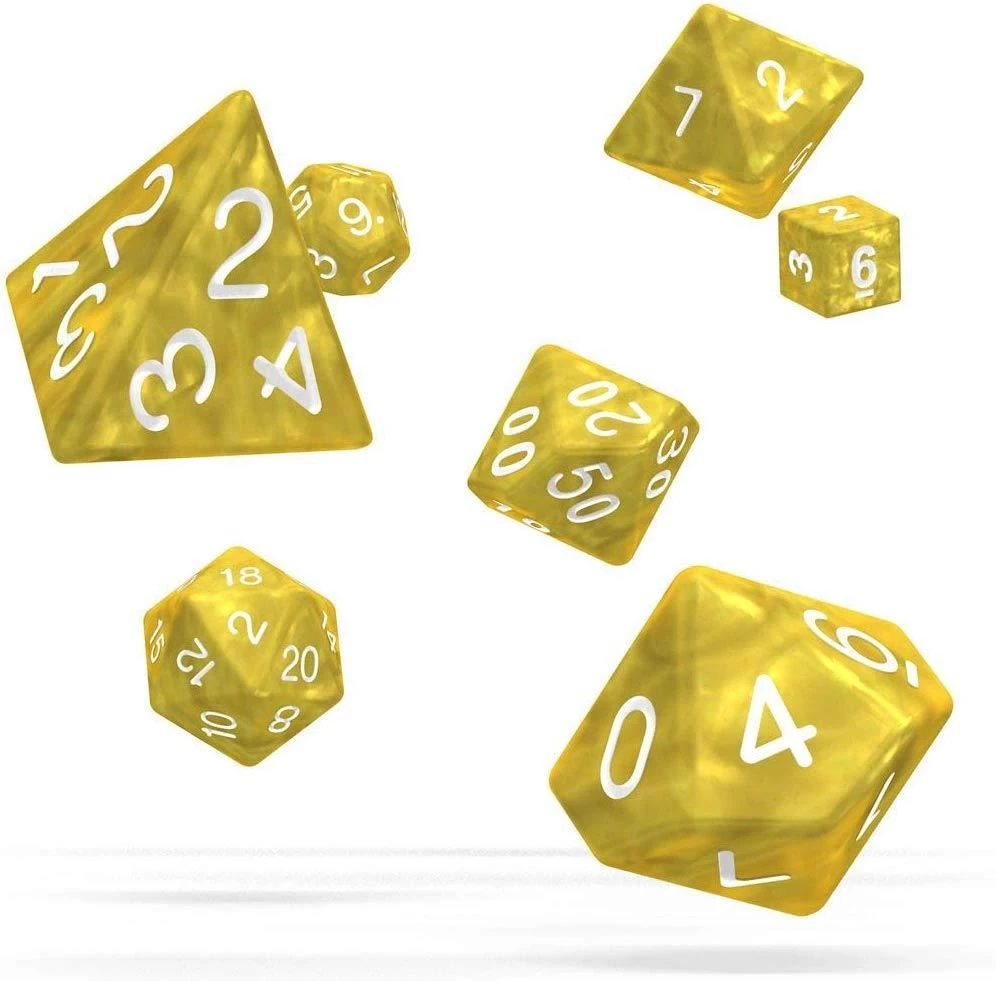 Oakie Doakie Dice Tabletop Oakie Doakie - Marble Yellow RPG Dice Set 4 Oakie Doakie Dice Tabletop Oakie Doakie - Marble Yellow RPG Dice Set