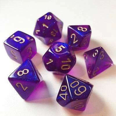 Chessex Gemini Black-Purple/Gold Poly 7 Die Set 3 Chessex Gemini Black-Purple/Gold Poly 7 Die Set