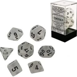 Chessex Tabletop Frosted Poly 7-Die Clear/black