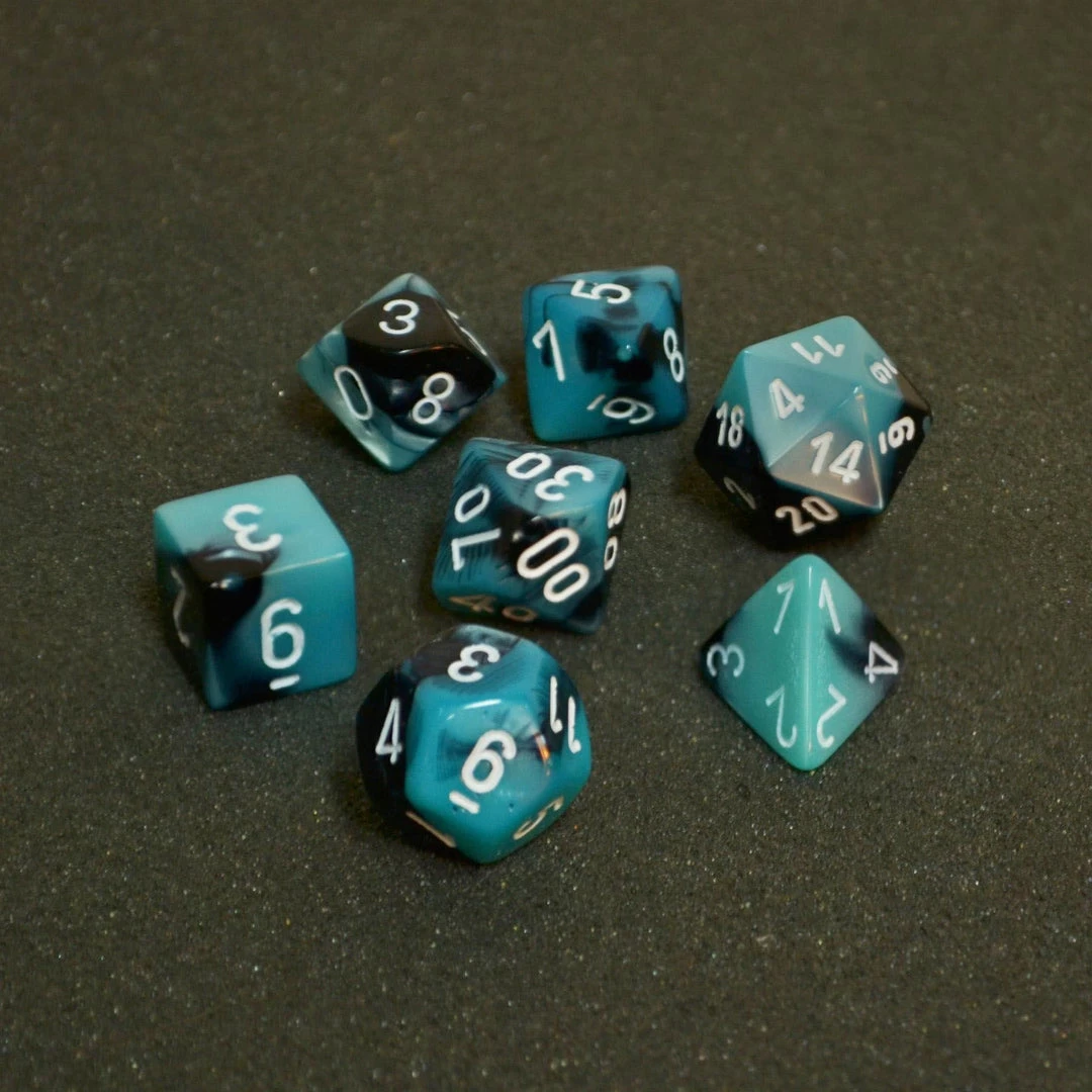 Chessex Gemini Poly 7-Die Set - Black Shell/White Tabletop 4 Chessex Gemini Poly 7-Die Set - Black Shell/White Tabletop