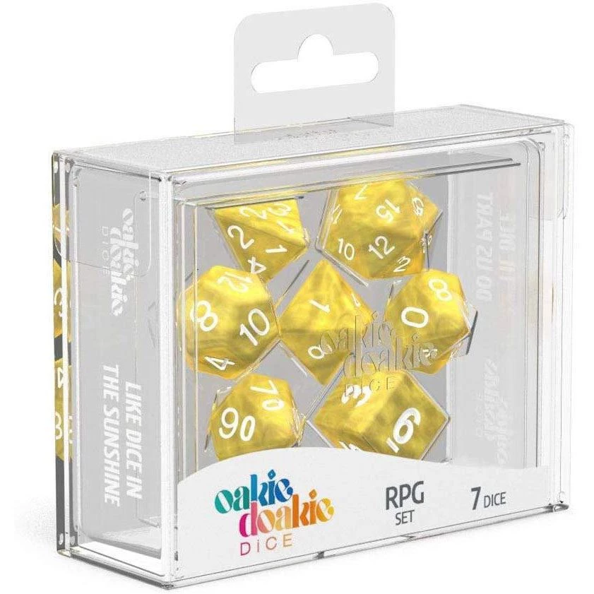 Oakie Doakie Dice Tabletop Oakie Doakie - Marble Yellow RPG Dice Set 3 Oakie Doakie Dice Tabletop Oakie Doakie - Marble Yellow RPG Dice Set