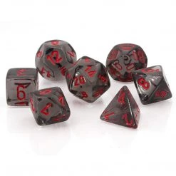 Chessex Tabletop Translucent Poly Smoke/Red 7 Die Set