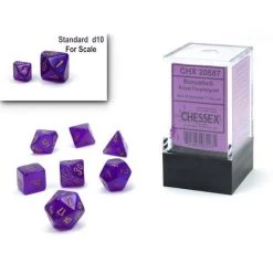Chessex Mini-Poly 7 Borealis Purp/Gold Tabletop 7 Chessex Mini-Poly 7 Borealis Purp/Gold Tabletop