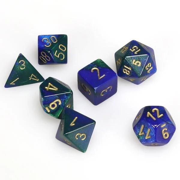 Chessex Tabletop Gemini Blue-Green/Gold Poly 7 Die Set 4 Chessex Tabletop Gemini Blue-Green/Gold Poly 7 Die Set
