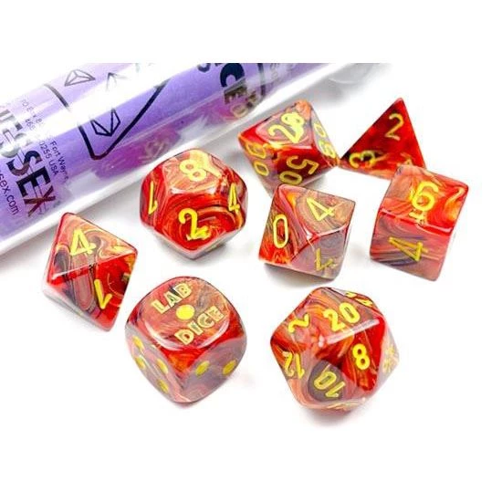 Chessex Lab Dice Vortex Underworld/Yellow 7-Die Set 3 Chessex Lab Dice Vortex Underworld/Yellow 7-Die Set