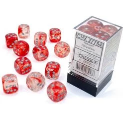 Chessex Nebula Red/Silver 16mm D6 Dice Block (12 Dice)