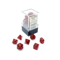 Chessex Mini-Poly 7 Glitter Ruby/Gold Tabletop