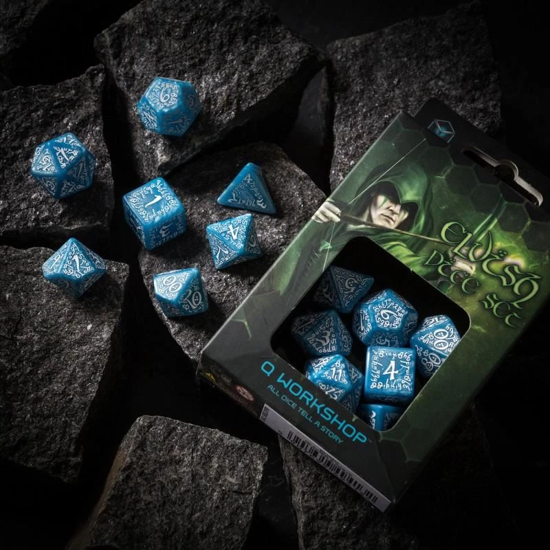 Q-Workshop Tabletop Elvish Glacier/White Dice Set 8 Q-Workshop Tabletop Elvish Glacier/White Dice Set