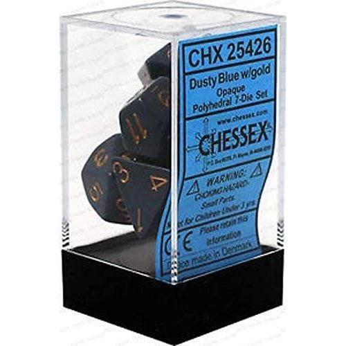 Chessex Tabletop Opaque Dusty Blue/Gold Polyhedral 7 Die Set 5 Chessex Tabletop Opaque Dusty Blue/Gold Polyhedral 7 Die Set
