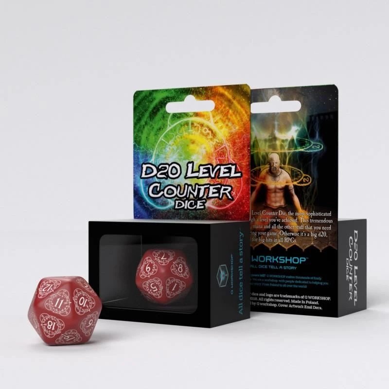Q-Workshop D20 Level Counter Red & White Dice Tabletop 4 Q-Workshop D20 Level Counter Red & White Dice Tabletop