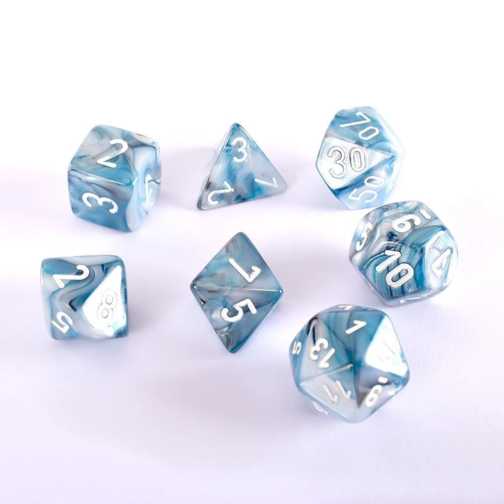 Chessex Lustrous Slate White Poly 7 4 Chessex Lustrous Slate White Poly 7