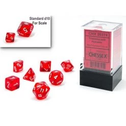 Chessex Dice Mini-Poly 7 Trans Red/White
