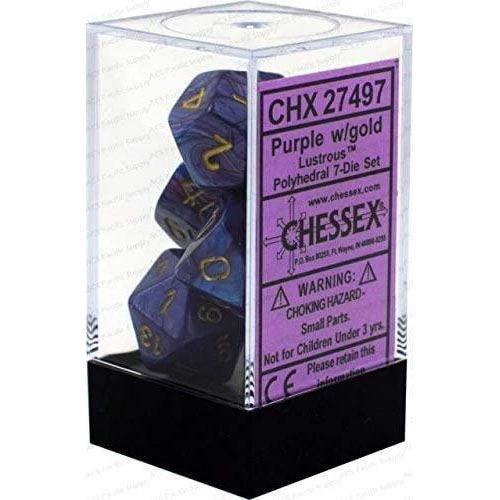 Chessex Lustrous Purple W/Gold Polyhedral 7 Die Set Dice 4 Chessex Lustrous Purple W/Gold Polyhedral 7 Die Set Dice