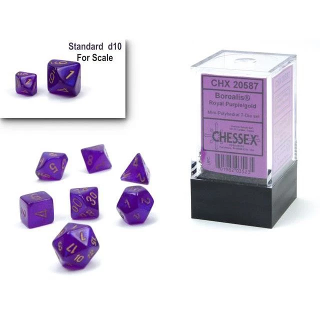 Chessex Mini-Poly 7 Borealis Purp/Gold Tabletop 3 Chessex Mini-Poly 7 Borealis Purp/Gold Tabletop