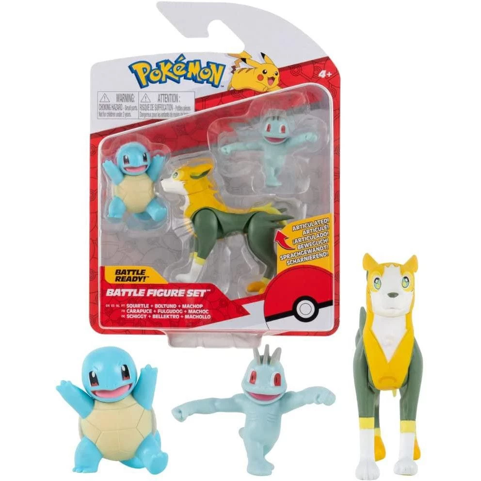 Pokemon Toys & Figures Squirtle, Machop & Boltund Battle Figurines 3 Pokemon Toys & Figures Squirtle, Machop & Boltund Battle Figurines