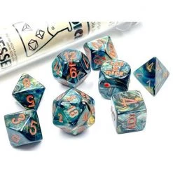 Chessex Tabletop Lab Dice Lustrous Alpestris/Orange 7-Die Set