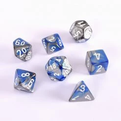 Chessex Gemini Poly 7 Set Bl-Steel/Wh Dice
